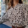 vintage patterned πουκαμισο (μπλε, μπεζ)