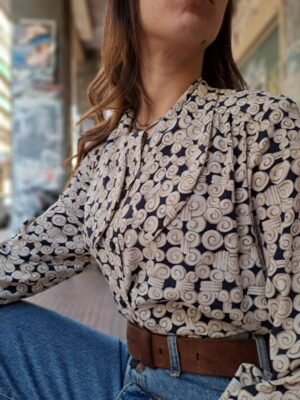 vintage patterned πουκαμισο (μπλε, μπεζ)