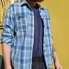 καρο πουκαμισο WRANGLER σε μπλε τονους