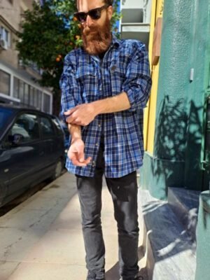καρο πουκαμισο WRANGLER σε μπλε τονους