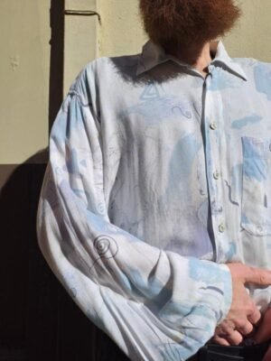 vintage λευκο patterned πουκαμισο (γαλαζιο, λιλα, μπεζ)