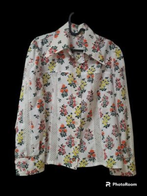 vintage λευκο floral πουκαμισο