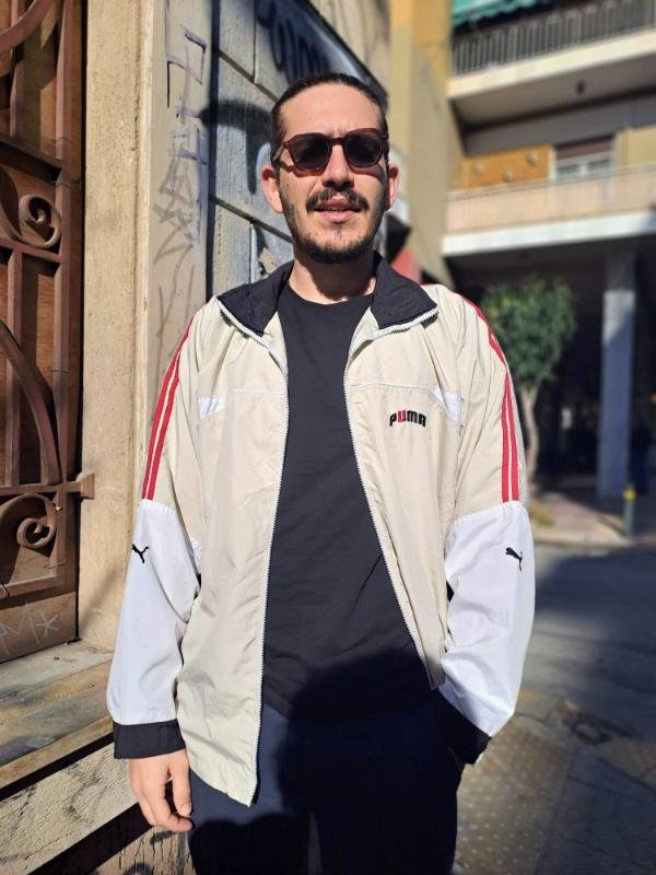 vintage αθλητικο Puma jacket (μπεζ, λευκο,κοκκινο, μαυρο)
