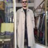 vintage μακρυα καπαρντινα με αποσπωμενη επενδυση ( light grey)