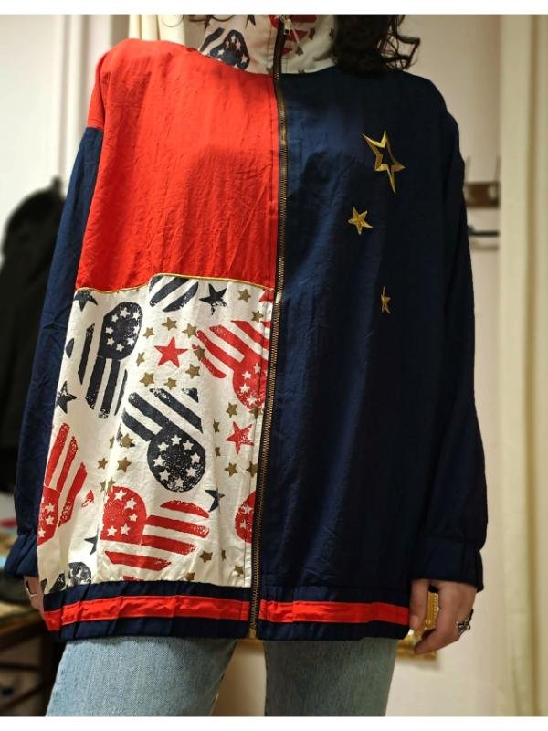 Αθλητικό  unisex vintage μπουφάν με σχέδια (μπλε, κοκκινο) - Image 3