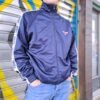 unisex vintage μπουφάν μπλε με άσπρη ρίγα στα μανίκια