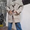Γκρι ημίπαλτο με κουμπιά τύπου μοντγκόμερι