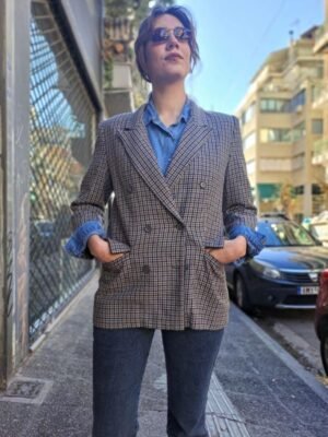 petit καρο blazer (μπεζ, μπλε, μαυρο, τερακοτα)