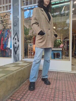 Σακάκι καρό σε μπεζ και καφέ τόνους