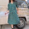 vintage floral midi pleated dress