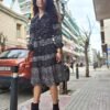 vintage black midi dress (partly dotted,partly floral)