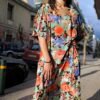 floral maxi φορεμα σε ισια γραμμη