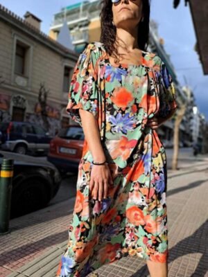 floral maxi φορεμα σε ισια γραμμη