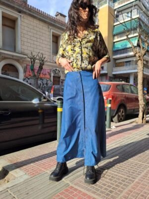 vintage denime maxi κλος φουστα