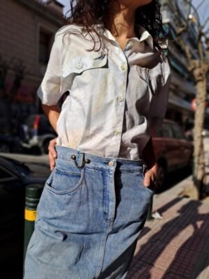vintage denim φουστα σε ισια γραμμη