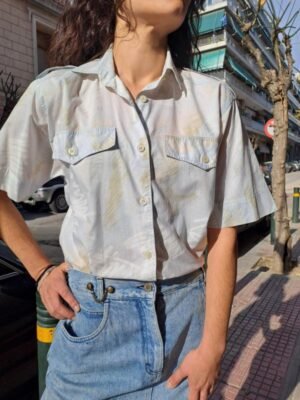 vintage light patterned militaire πουκαμισο