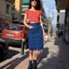 vintage denim pencil φουστα