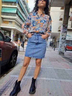 vintage denim mini φουστα
