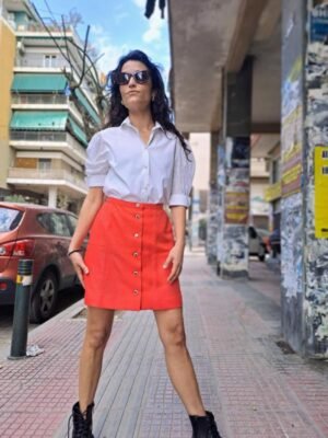 vintage mini fluo coral φουστα