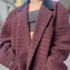 vintage wool blazer with leather collar