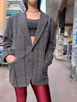 vintage unisex wool blazer (black, white)