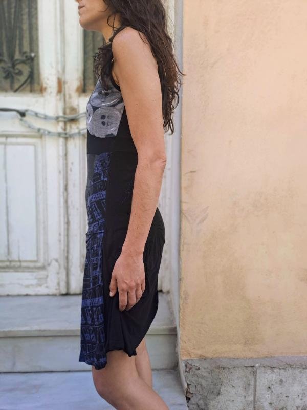 vintage 00's casual black abstract patterned dress - Image 3