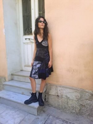 vintage 00's casual black abstract patterned dress