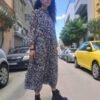 vintage floral dress with frills and pleats, relaxed fit
