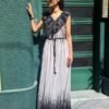 vintage floral super maxi dress lightly pleated