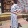 vintage floral dress with white embroidered colar
