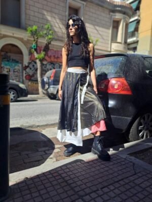 ethnic wrap-around double face skirt