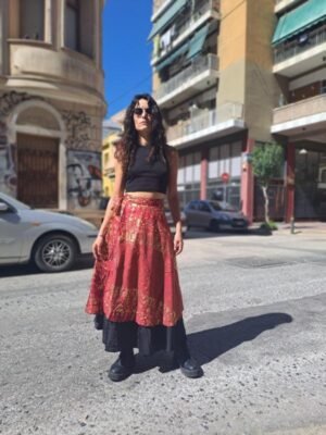 ethnic wrap-around double face skirt
