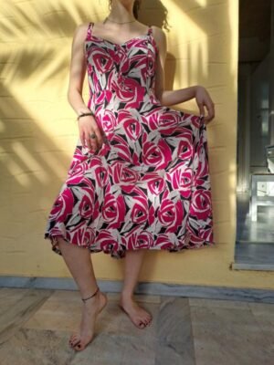 vintage floral silk summer dress