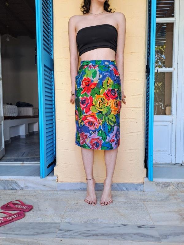 vintage floral pencil summer skirt