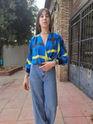 vintage summer polka dot croiset blouse
