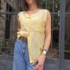 vintage silk lemon yellow shirt