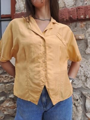 vintage silk apricot summer shirt