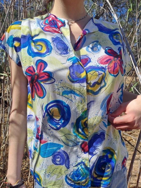 vintage floral summer blouse
