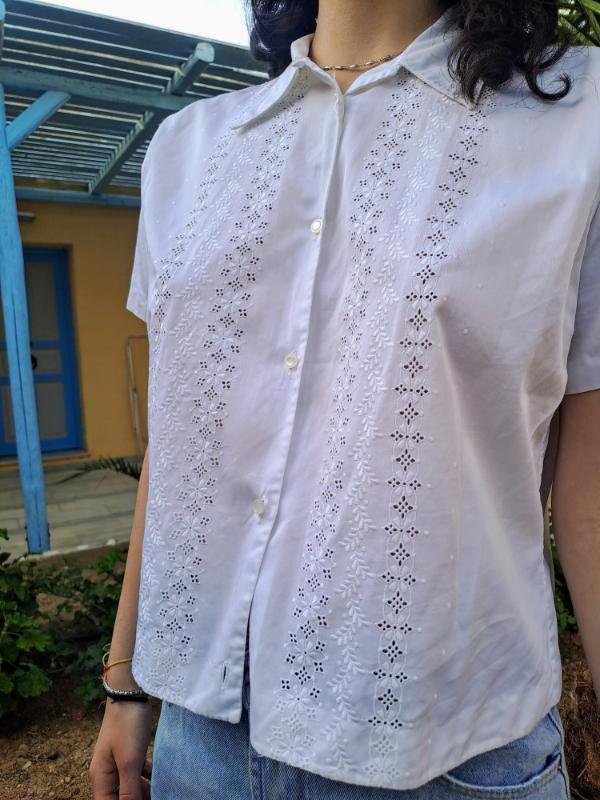 vintage summer white embroidered shirt - Image 3