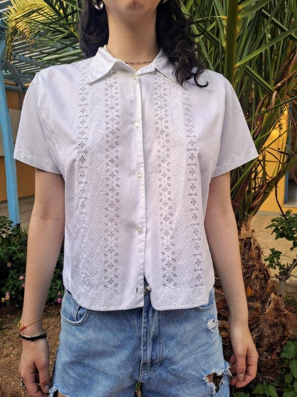 vintage summer white embroidered shirt - Image 2