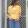 vintage elegant summer shirt in gold yellow