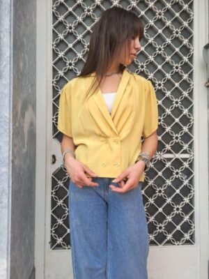 vintage elegant summer shirt in gold yellow