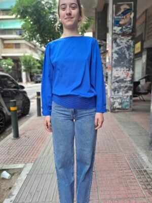 vintage blue shirt/blouse with waist basque