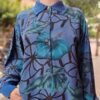 vntage floral silk blouse/shirt with knitted collar and cuffs