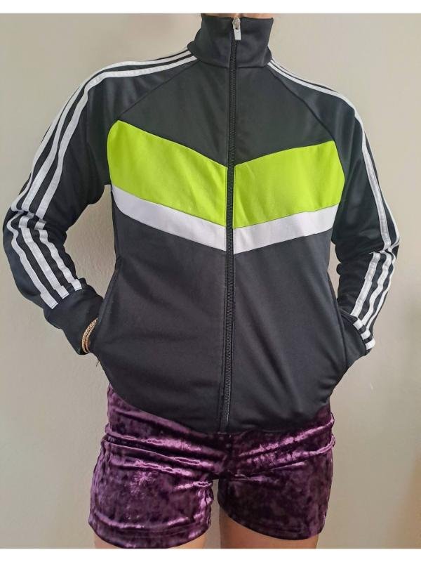 vintage unisex Adidas track jacket (black,lime,white)