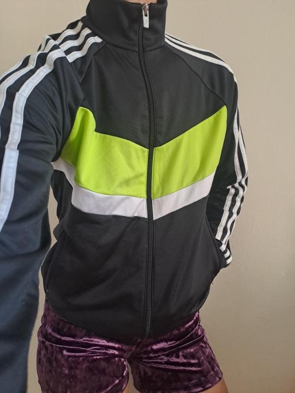 vintage unisex Adidas track jacket (black,lime,white) - Image 2
