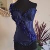 vintage corset dark blue with ribbon details
