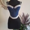 vintage corset polka dot blue white and white lacing