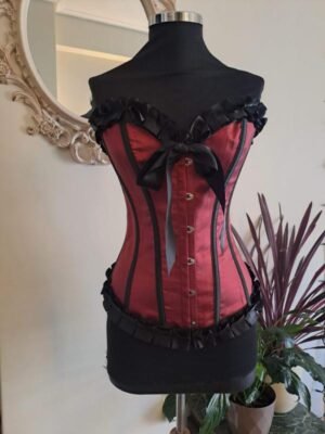 vintage corset, bordeaux with ribbon details