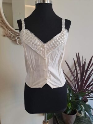 vintage white corset with embroidery